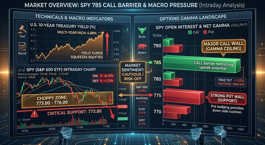 ReidThorntytjp's tweet photo. Fed Minutes + a spike—then a pullback!

The market is in a digestion phase, constrained by gamma overhead while supported by strong floors below. Absent a more distinct dovish catalyst, the recommendation is to manage risk by selling into rallies. 📉 https://t.co/ACSQfQp2Vp