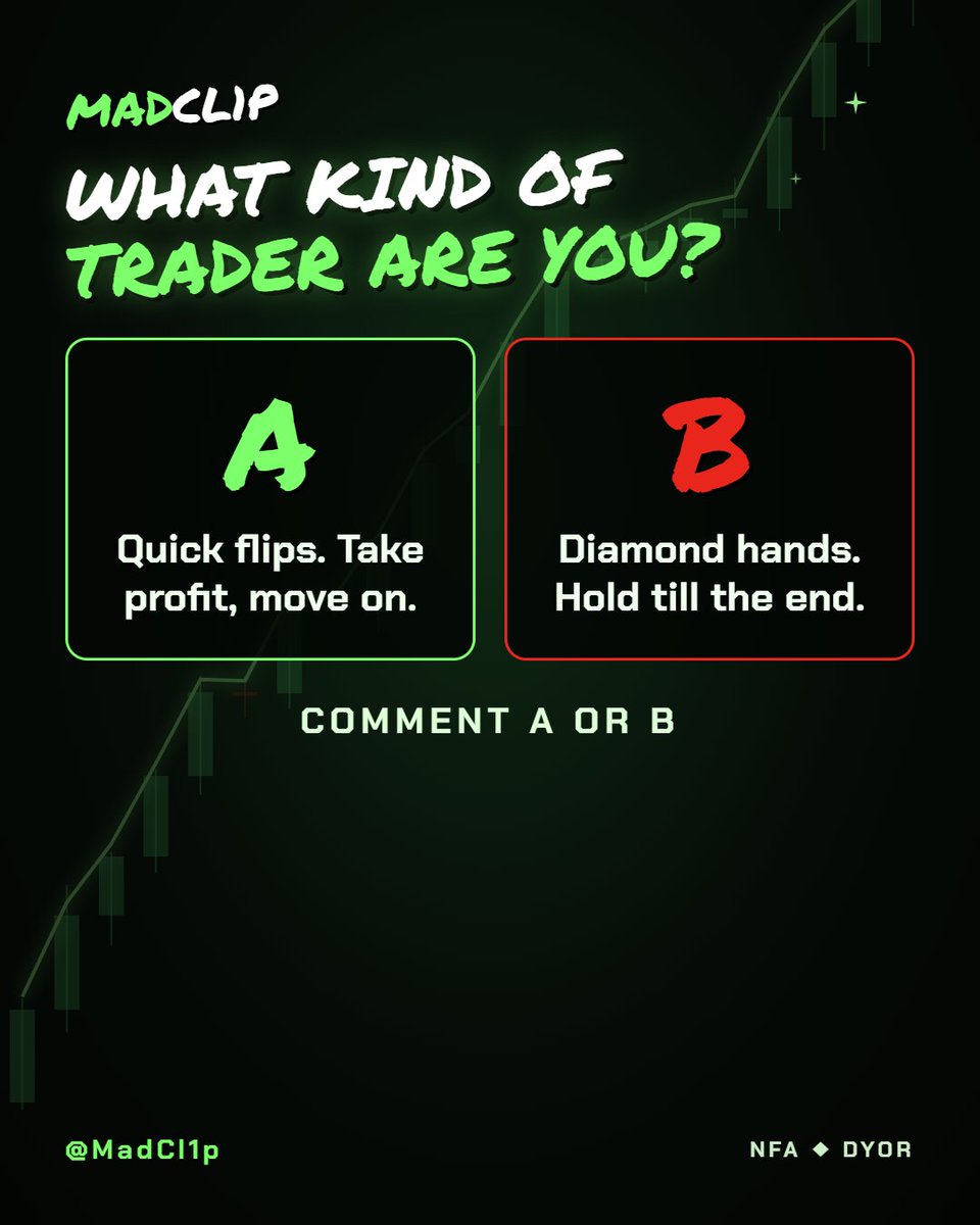 MadCl1p's tweet photo. A or B? Drop it in the comments. 👇
#cryptocommunity #memecoins #solana #trenches #degen #cryptotrading https://t.co/hf8uTBjGKv