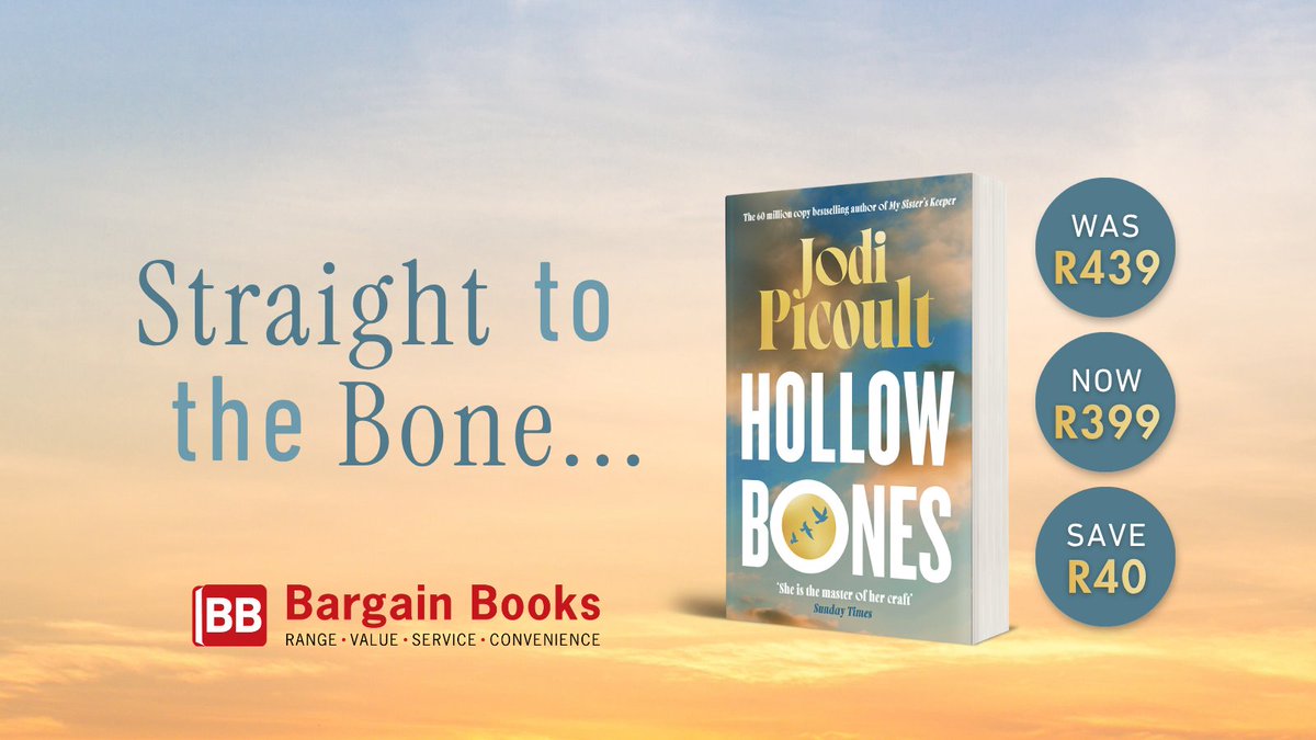 BargainBooksSA's tweet photo. 2nd Book of the Month!

Jodi tells an epic story of the lies we tell ourselves, the plans we design to protect ourselves, and the ties that bind mothers and daughters

Hollow Bones by Jodi Picoult
👉 WAS R439 | NOW R399 | SAVE R40

Available at Bargain Books SA!

@PenguinBooksSA https://t.co/jZmJohxoHr