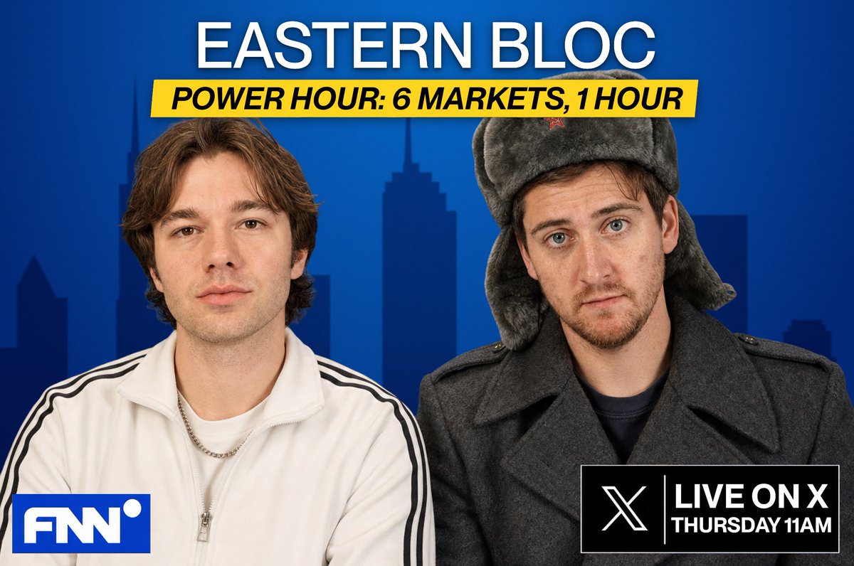 factmachine's tweet photo. POWER HOUR returns tomorrow at 11 AM EST

This week's theme is the Eastern Bloc.

We'll be cracking sunflower seeds on Lada hoods and sipping babushka's borscht.

Live on X and FactMachine. https://t.co/J9aWj8UVjC
