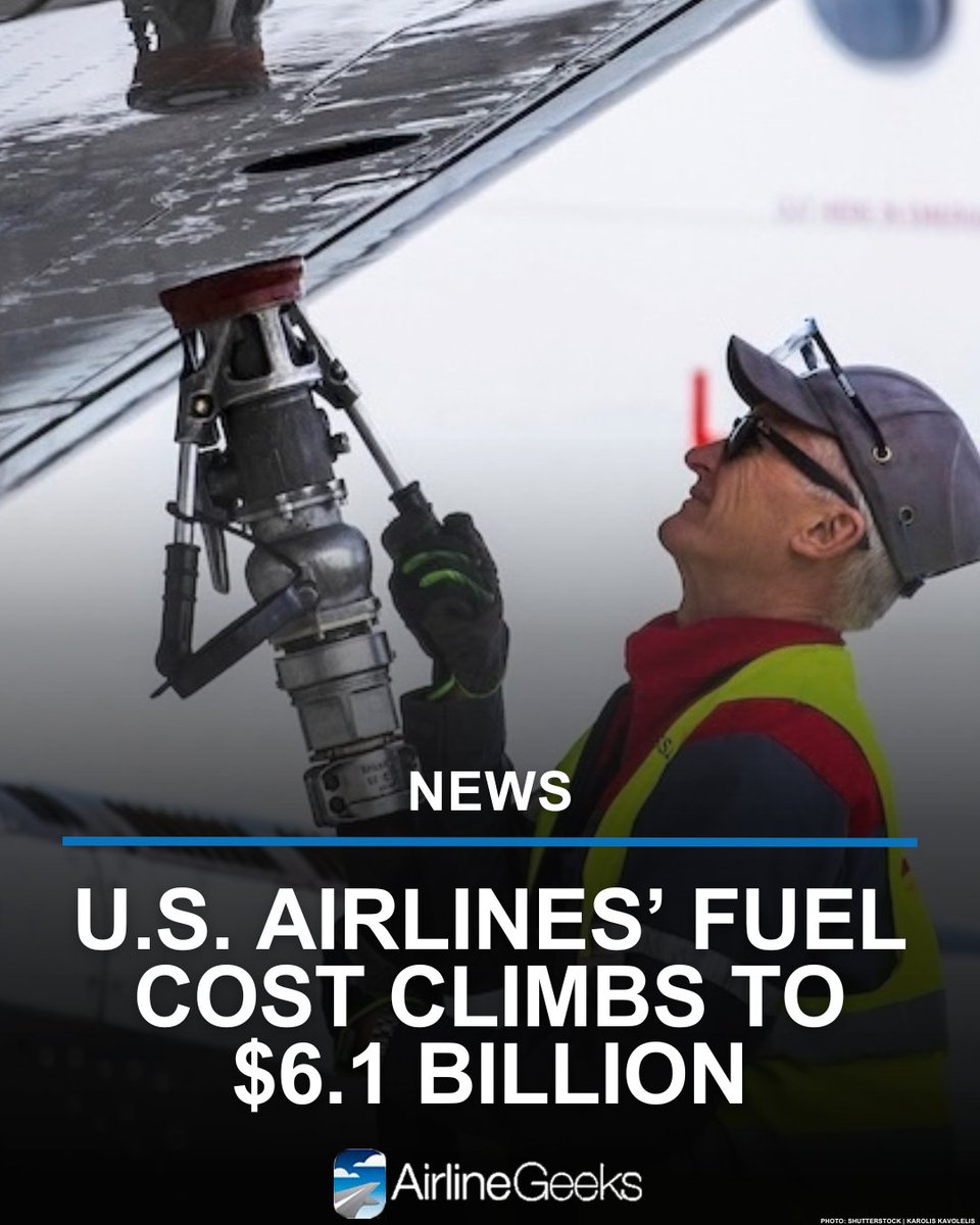 AirlineGeeks's tweet photo. U.S. airlines’ spending on jet fuel surged nearly 5% in August to reach $6.1 billion, according to the Bureau of Transportation Statistics. https://t.co/jV96hz3nUU https://t.co/MFRYeOMg37