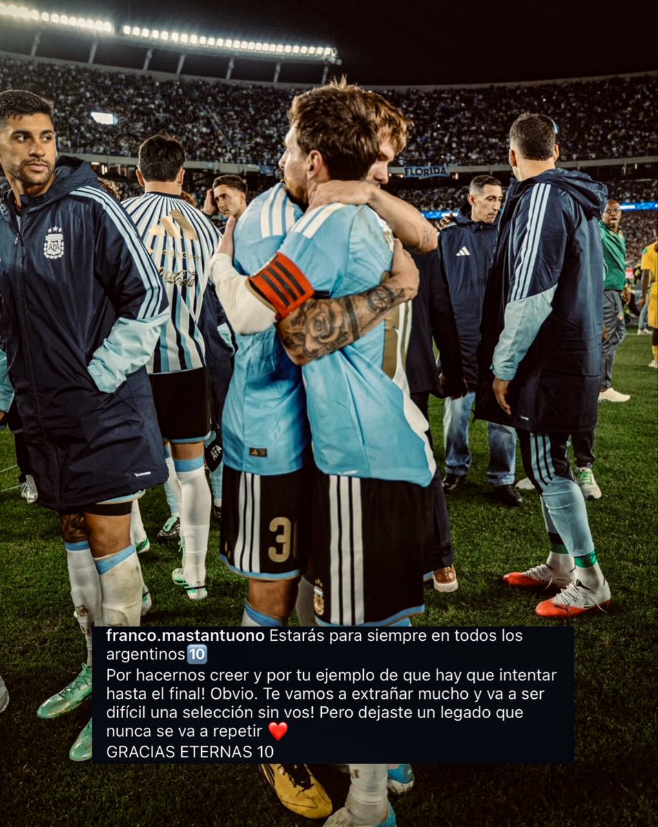 DeportesAlTacok's tweet photo. 🥹❤️🇦🇷 Franco MASTANTUONO vía Instagram luego de estar en la DESPEDIDA de Lionel MESSI. https://t.co/b0cVaDtfif