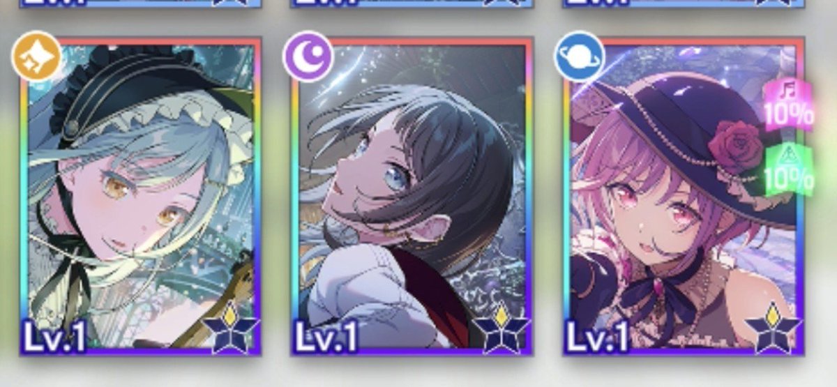 thebreadjek2's tweet photo. I came for millsage but i guess this account is blessed with ave mujica, like i just need 2 more ssr to fill the whole group lol https://t.co/R3YDB9J6k6