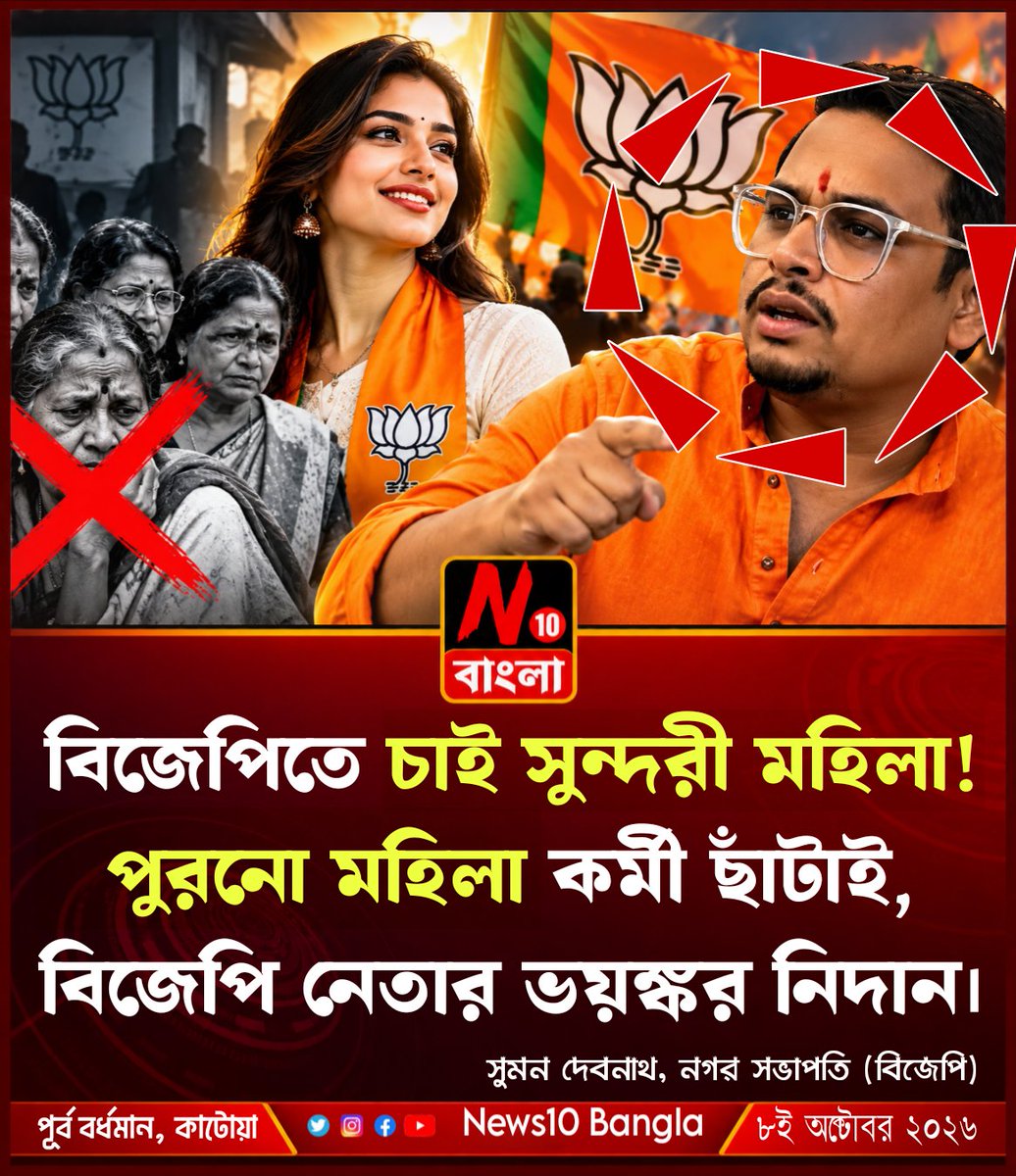 news10point's tweet photo. পূর্ব বর্ধমান, কাটোয়া: বিজেপিতে চাই সুন্দরী মহিলা! পুরনো মহিলা কর্মী ছাঁটাই, বিজেপি নেতা সুমন দেবনাথ ভয়ঙ্কর নিদান দিলেন । https://t.co/ixInbdicC7