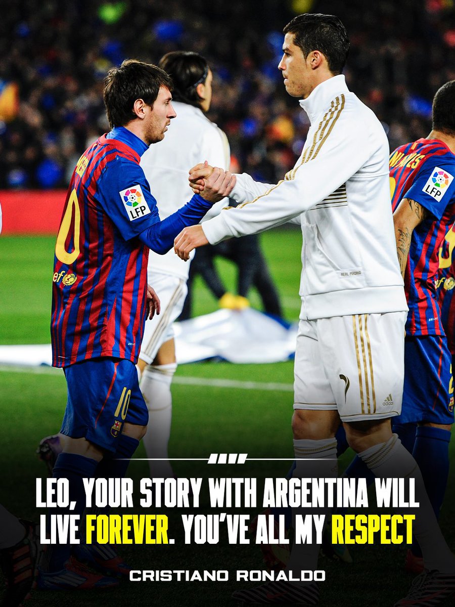 TheAbdulwakil's tweet photo. 🚨🫂NEW:  Messi REPLIES to Cristiano Ronaldo’s comment on IG

He replied: “Thanks Cristiano, you’re a living legend that everyone looks up to, and we love you for your contribution to the game.” https://t.co/ND6ASerFT2