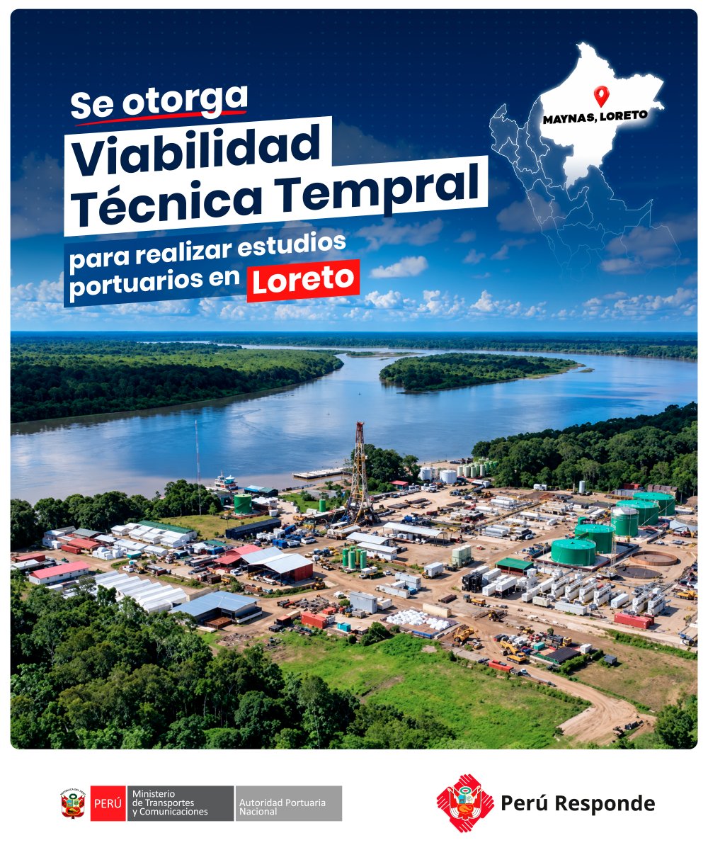 APN_PuertosPeru's tweet photo. El #MTC, a través de la #APN otorgó la Viabilidad Técnica Temporal Portuaria a Tropical Gas S.A.C. para que pueda continuar con los estudios básicos que determinarán la magnitud del proyecto ‘Terminal Portuario Tropical Gas’, ubicado en la provincia de #Maynas, región #Loreto. https://t.co/qwIka7lZXb