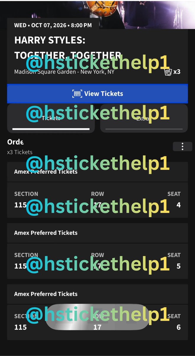 hstickethelp1's tweet photo. 🪩TONIGHT🪩
- 3 tickets
- Sec 115, Row 17, Seats 4-6
- $371 each, $1,113 total (price verified &amp; includes G&amp;S fee)
- PayPal G&amp;S

DM @narrydips if interested!!! https://t.co/mZkplNYDDl
