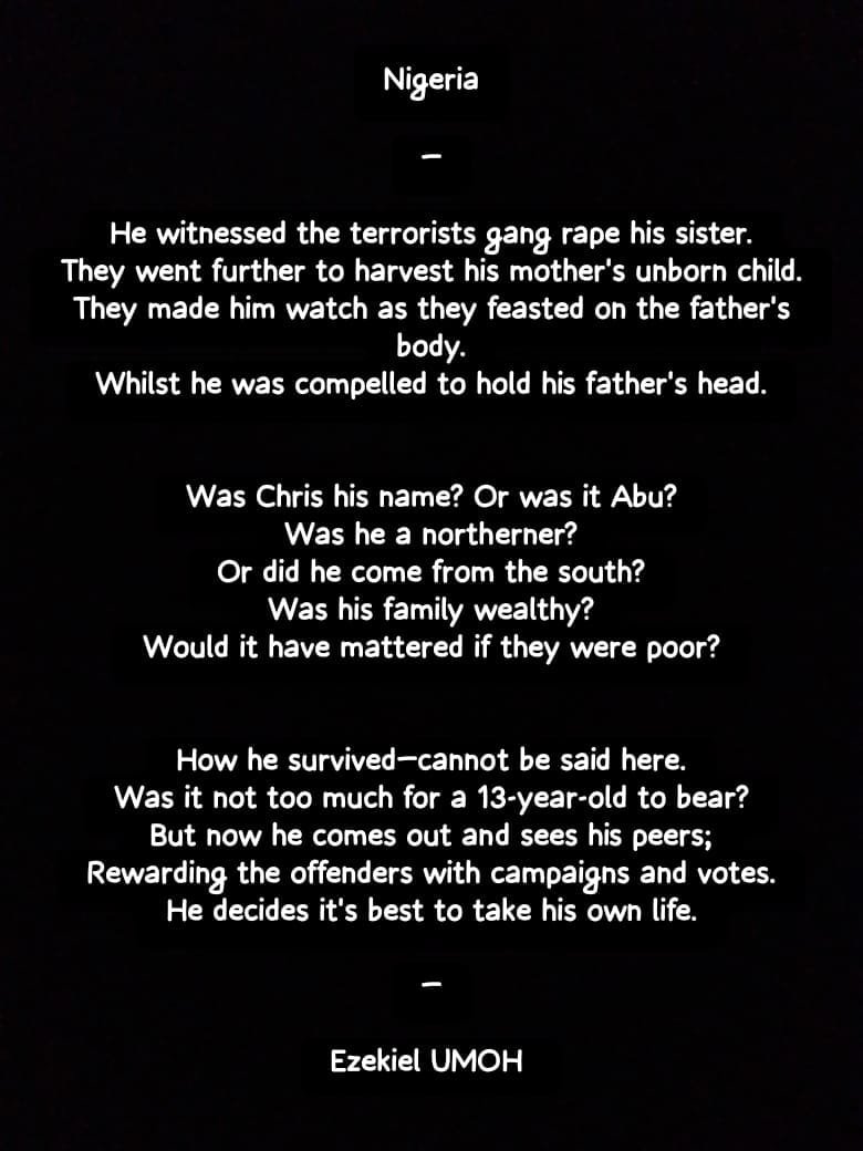 ezekielumoh21's tweet photo. For DAY 280/365✅
—Nigeria—
Power with Power ✨✍🏽⚖️
#PowerWithPower #Day280 #Poetry #mystery #thoughts #life #quotes #EzekielUMOH https://t.co/oRyEqvBy1U