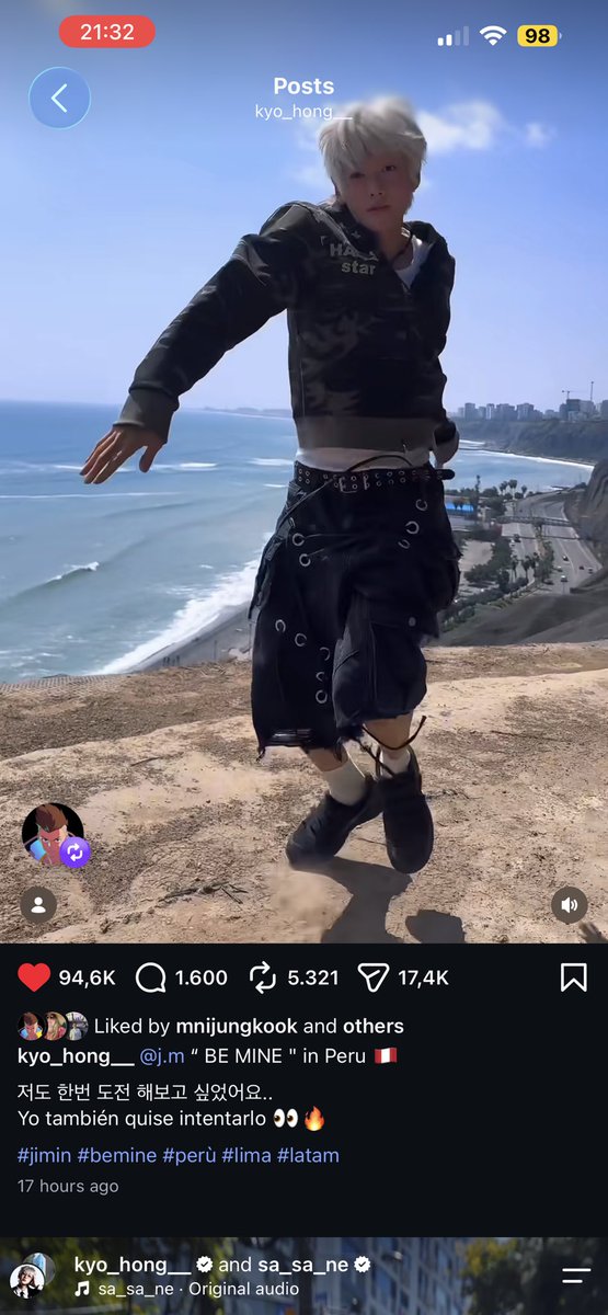 CalicoCat13_13's tweet photo. Jungkook liked and reposted Kyo‘s dance cover of Jimin‘s „Be Mine“ … 🥺

“I also wanted to try it at least once…”