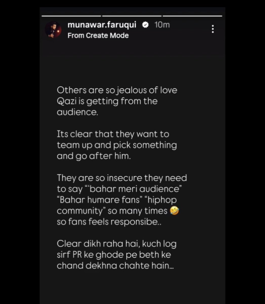 Im_AYAANBB13_'s tweet photo. BREAKING 🚨

BB17 Winner Munawar Comes IN QAZI SUPPORT 😭🔥

He is bajaoing All The contestants and their PR team😭🔥

THE OG GOAT SUPPORT BB20 GOAT!! 

THE QAZI CRAZE IS UNREAL 👑!!

QAZI STANDING TALL AGAINST ALL

#QaziTouqeer #BiggBoss20 https://t.co/DLnYKs67ls