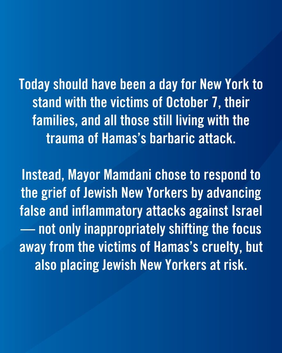 UJAfedNY's tweet photo. Our response to Mayor Mamdani’s post regarding the anniversary of the October 7 attacks. https://t.co/uOyIQmtAuv