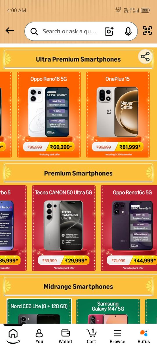 786shahzadosama's tweet photo. Dear @amazonIN #amazon #tecno @TecnoMobileInd why bro ?? #amazon #camon #camon50ultra no price change fake offer. #spark #pop https://t.co/alEnnuJbHB