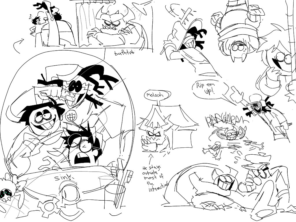 DyingEnddy's tweet photo. A bunch of doodles of those guys interacting https://t.co/cmXFUjZcfO