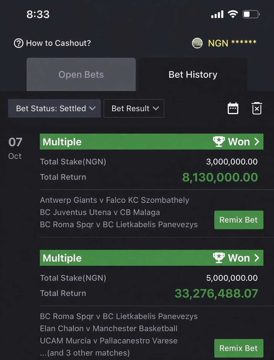 lordodin_01's tweet photo. LIVE BET WON🏆 ✅✅✅✅✅✅✅✅

DROP YOUR WINNING TICKETS IN THE COMMENTS 🏆🏆🏆🏆🏆🏆🏆🏆🏆

DOUBLE BOOM💥💥

MORE LIVE BET COMING ON TELEGRAM 💥🚀♥️

LIKE AND RETWEET TO WIN 20k https://t.co/J67OfJkNFm