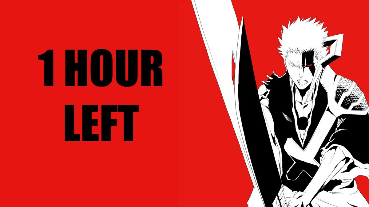 CountdownBleach's tweet photo. WE ARE JUST 1 HOUR AWAY FROM THE FINALE OF BLEACH TYBW ANIME.

#BLEACH #TYBW #THECALAMITY #BLEACHEPISODE416 #THEFINALE #BLEACH_anime #BLEACHTYBW #BLEACH2026 #ICHIGO #ORIHIME #RUKIA #RENJI #KAZUI #ICHIKA https://t.co/m89xkyT76i