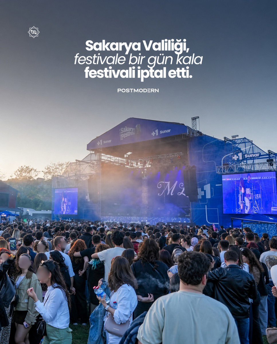 istbarobaskani's tweet photo. SAKARYA FESTİVALİ, FESTİVALE BİR GÜN KALA VALİLİK KARARIYLA İPTAL EDİLDİ — Sakarya’da binlerce kişinin aylardır beklediği müzik festivali, başlamasına yalnızca bir gün kala iptal edildi.