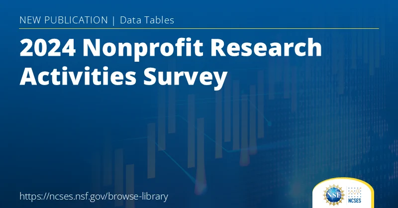 Blue box with text
NEW PUBLICATION | Data Tables
2024 Nonprofit Research Activities Survey

https://ncses.nsf.gov/browse-library
