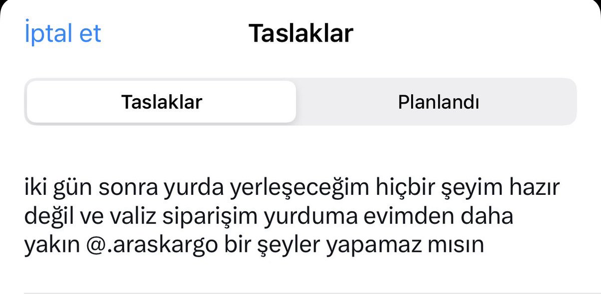 httpravzus's tweet photo. düşünüp taslaklara atmışım ve fark ettim ki kargo bundan birkaç saat sonra geldi niyet etmem yetmiş 🙏🏻🙏🏻 https://t.co/oVXjGldQTZ