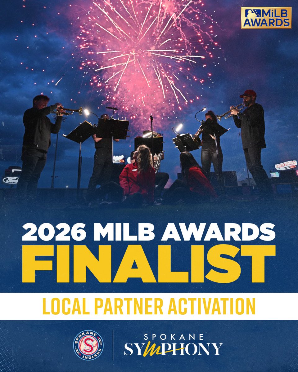 spokaneindians's tweet photo. Looks like we struck the right chord! 🎶
We’re excited to announce that the Spokane Indians and Spokane Symphony have been named @MiLB Golden Bobblehead finalists for the Best Local Partner Activation. #GoSpo https://t.co/XnHF1kCBJt