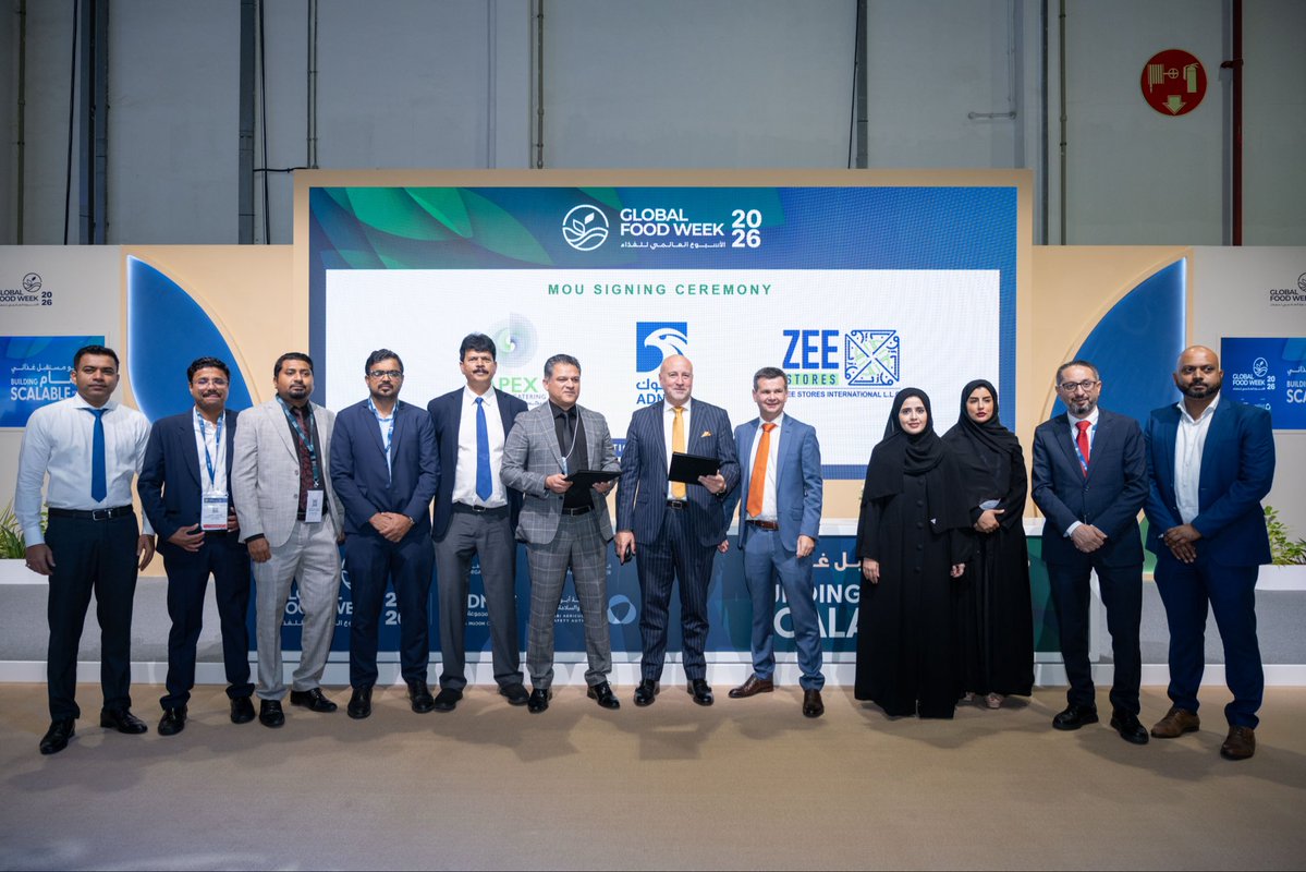 GFoodWeek's tweet photo. شهد الأسبوع العالمي للغذاء 2026 توقيع مذكرة تفاهم تجمع كلاً من APEX International Catering وأدنوك وشركة ZEE STORES INTERNATIONAL L.L.C.، لترسيخ الشراكة الاستراتيجية وفتح آفاق جديدة للنمو والابتكار في خدمات التموين وقطاع الأغذية.

A Memorandum of Understanding was signed between APEX International Catering, ADNOC and ZEE STORES INTERNATIONAL L.L.C. at Global Food Week 2026, strengthening collaboration and supporting new opportunities across the food and catering sector.