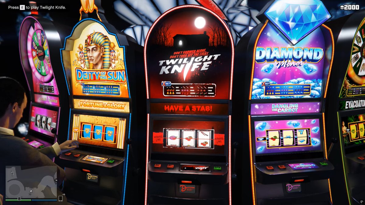 TheNathanNS's tweet photo. since others have been doing it I'll give a "GTA fact"

 "Twilight Knife" seen here first made it's debut in GTA Vice City Stories as a billboard and a radio ad on V-Rock but never appeared again until GTA Online, where a slot machine of it can be found in the casino that plays audio from the VCS radio ad