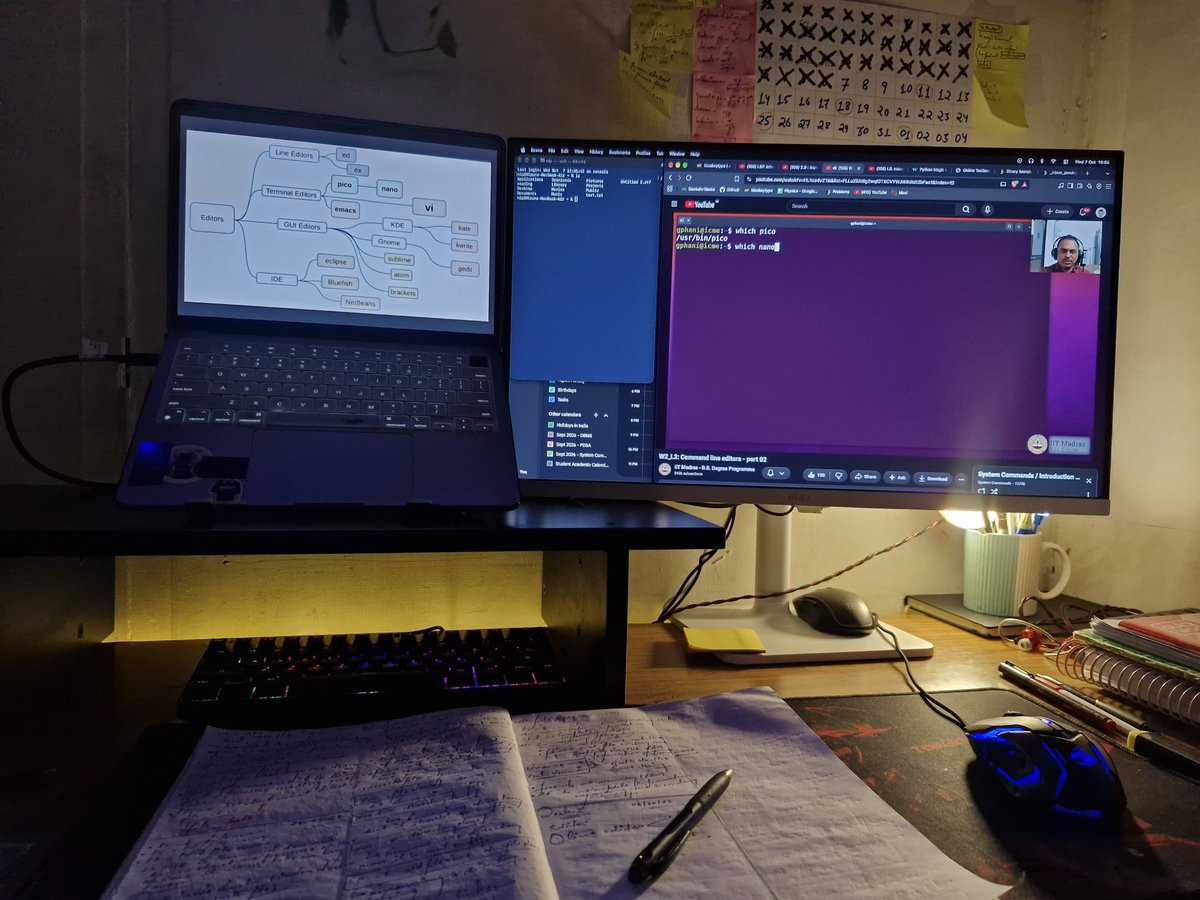 _Nipun_Pandey_'s tweet photo. Day 40 📚

• DBMS: Studied the SELECT clause and relational operations
• System Commands: Learned about command-line editors
• DSA: Studied sorting algorithms and merge sort
• College: Attended lectures and kept up with coursework
#StudyLog #DBMS #DSA #Linux #LearningInPublic https://t.co/bPiY24BmZz