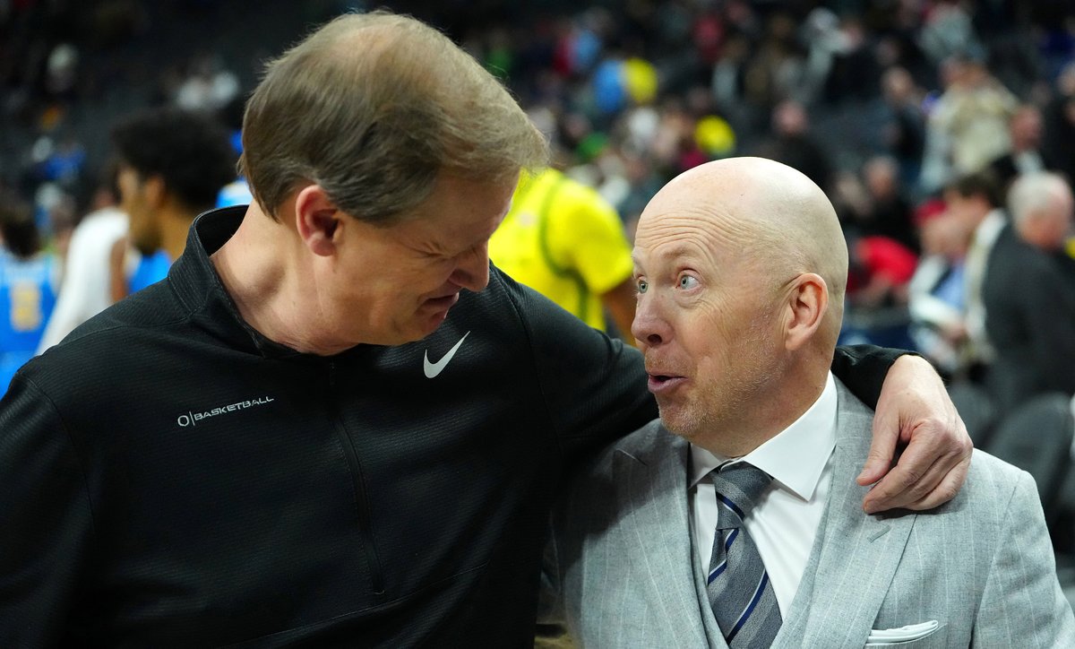 CoachMickCronin's tweet photo. I’ll miss seeing Dana on the road, talking basketball with him, and getting his calls of encouragement. When I arrived at UCLA, my biggest challenge in conference play was going against his Oregon teams.

He is a great coach and a class act. Congratulations on a great career!! https://t.co/J38VnLmli7
