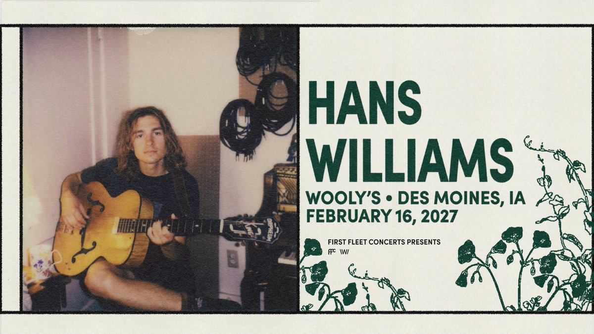 Woolysdm's tweet photo. Presale time! Hans Williams is stopping in Des Moines! ❤️ See you at Wooly's on February 16th, 2027!

Local presale code: HARDINGRROAD
🎫 https://t.co/C1wx1IQPVb
Code valid until 10:00 PM Thursday, October 8th. https://t.co/hjWjEtlBhi