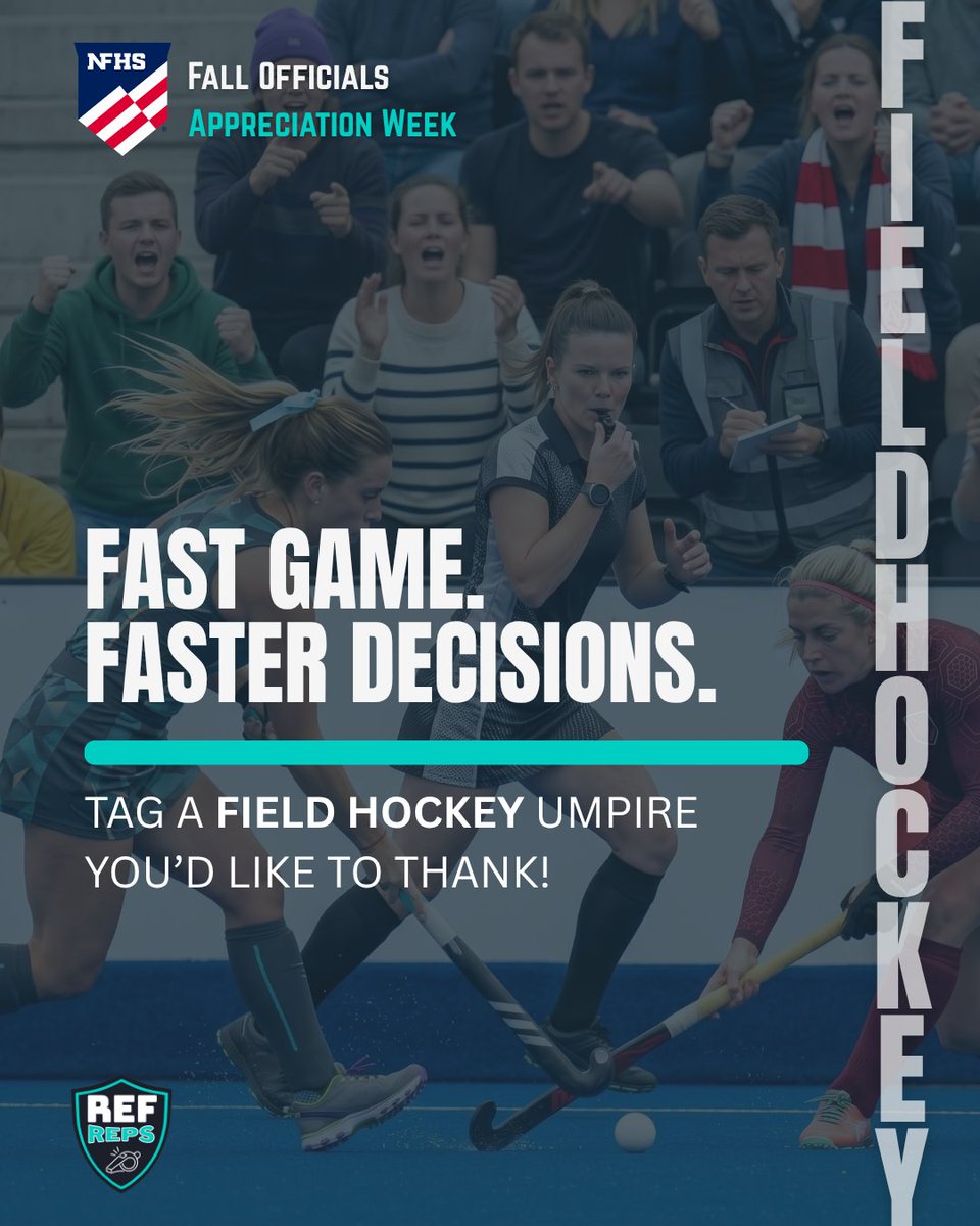 RefReps's tweet photo. 🏑 Field hockey umpires read the play, decide, and keep the game safe and fair for every player on the field.

THANK YOU to the field hockey umpires. #OfficialsAppreciationWeek

#NFHS #BecomeAnUmpire #RefReps #FieldHockeyUmpire https://t.co/xvlaZCmO4q