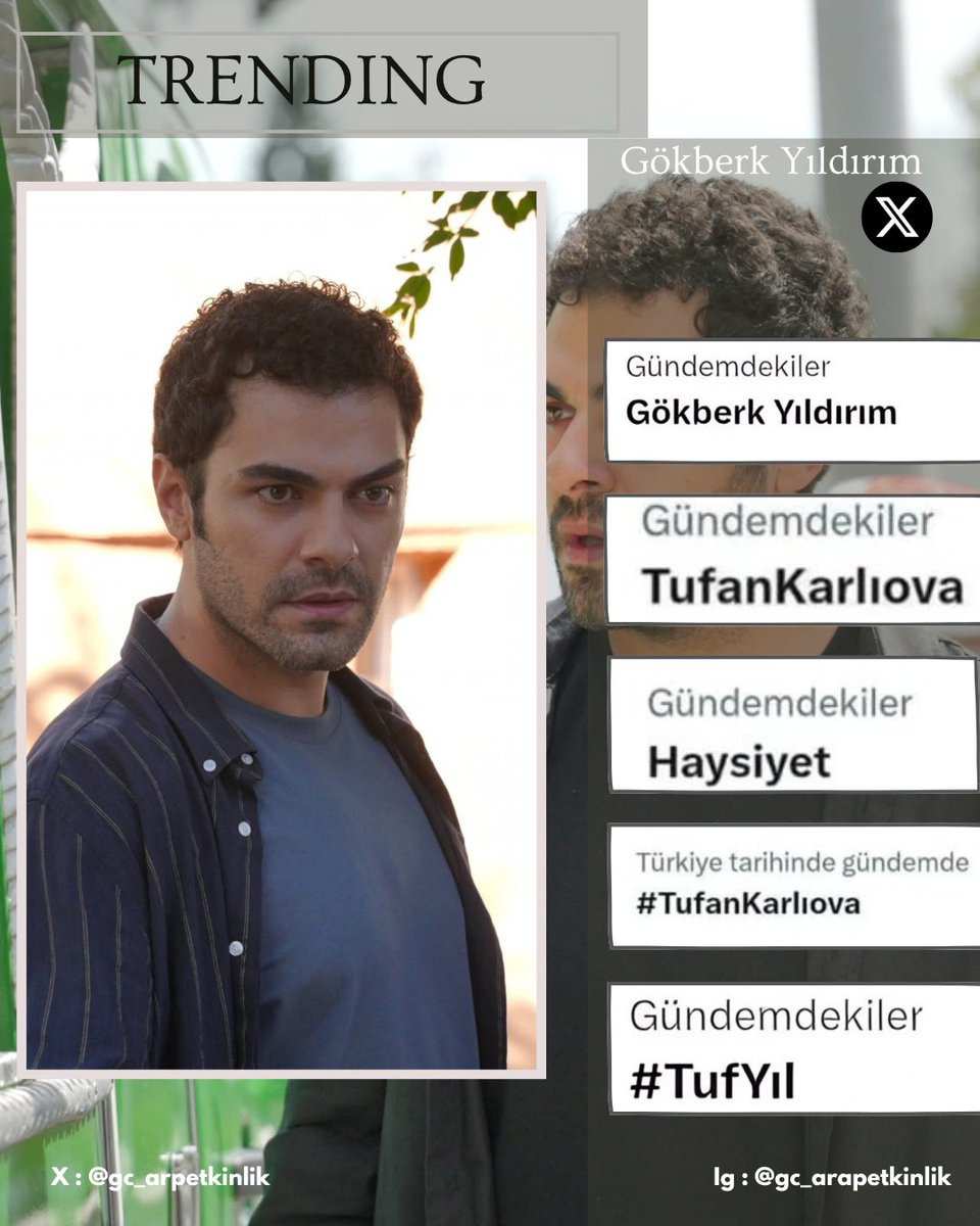 GC_ArpEtkinlik's tweet photo. الباشا جوكبيرك يلدريم ترند الليلة الماضية بكل الهاشتاغات ✨️✨️🖤
#GökberkYıldırım #TufanKarlıova #Haysiyet https://t.co/DPw4SKCS7h