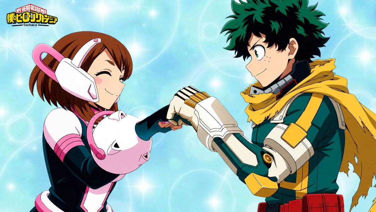 uravltyt's tweet photo. Deku &amp; Ochaco 💚💖✨
A little hero fist bump between two amazing heroes! 🥹💫
#MyHeroAcademia #Deku #OchacoUraraka #DekuXOchaco #MHA #AnimeArt https://t.co/ve6ZPKFcFm