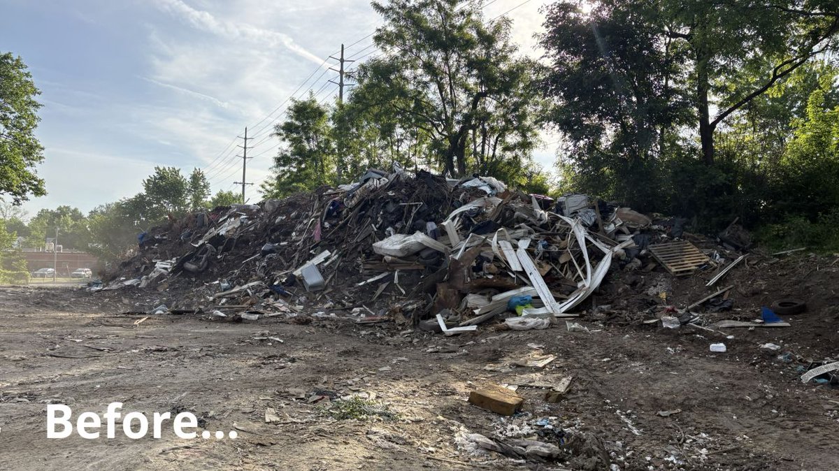 OhioEPA's tweet photo. #OhioEPA recently cleaned up more than 1,500 tons of illegally dumped waste at this East Cleveland Service Yard through a concerted effort with the Cuyahoga County Board of Health, Solid Waste District, and the City of East Cleveland Mayor’s Office. It's #WhatWeDo https://t.co/uS8m17KmfY