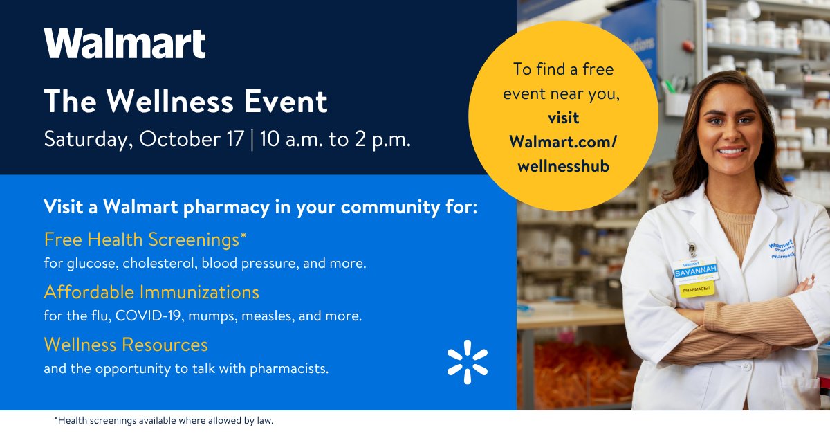 LATINAStyleMag's tweet photo. Mark your calendar for Saturday, October 17, 2026, from 10 a.m. to 2 p.m. for Walmart’s Wellness 

Share this post with your family and friends

https://t.co/LE5Y8khudu
https://t.co/ZLd7txCVHe
https://t.co/I0iQz8GUU0

#WalmartWellness\#CommunityHealth #FreeHealthScreenings https://t.co/5mP8bqplCo