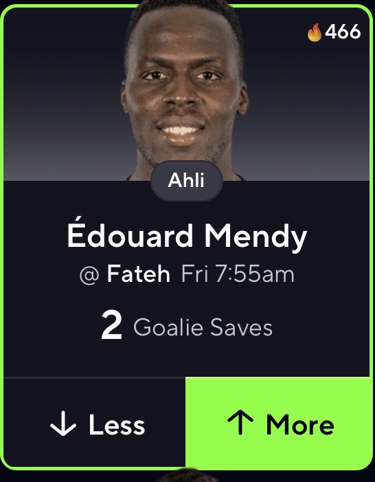 Danyster7's tweet photo. Édouard Mendy over 2 Saves ⚽ 🇸🇦

Al-Fateh have forced a league-high 4.43 saves per match through seven games, averaging 5 shots on target. They’re testing keepers regularly despite struggling to finish their chances. 7/7 of GKs vs Fateh have gone over this line this season. 

Al-Ahli are also allowing considerably more volume this season: 12.43 shots and 3.71 SOT per match, up from 8.41 shots and 2.47 SOT last season. The coaching transition and midfield changes could be contributing, although it’s still an early-season sample.

Main concern is Haraslín’s availability and workload after international duty. He accounted for roughly 25% of Fateh’s SOT through their first six matches and is expected back Wednesday before Friday’s game

#PrizePicks