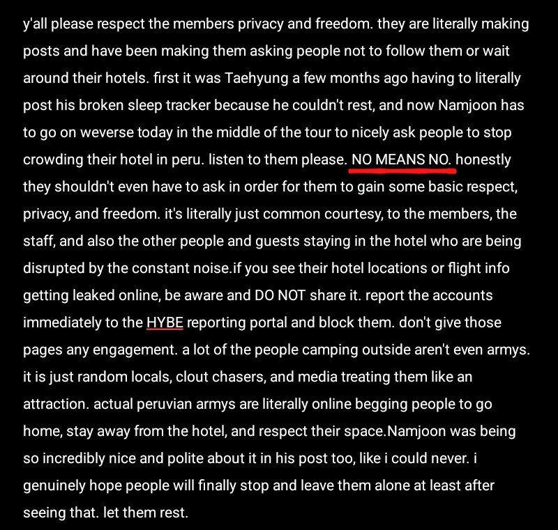 BTSMOGSKPOP_7's tweet photo. LEAVE THEM ALONE. PLEASE RESPECT THEIR PRIVACY. 

#leavebtsalone
#respecttheirprivacy
#fuckoff https://t.co/hsV1CMySld