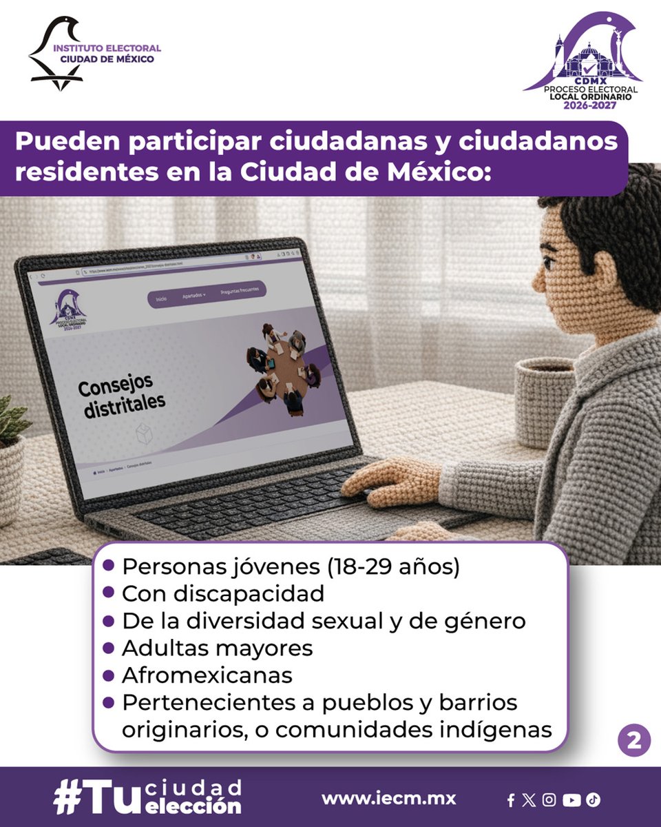 Distrito21IECM's tweet photo. El Instituto Electoral de la Ciudad de México (IECM) te brinda la oportunidad de formar parte de los Consejos Distritales, espacios fundamentales para el desarrollo de los procesos electorales en nuestra ciudad. 🗳️ https://t.co/40NrUAceCd