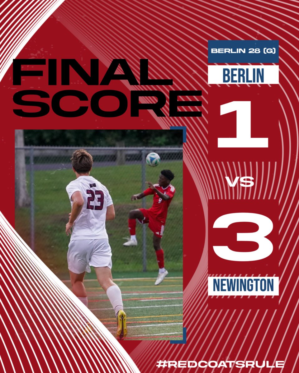 berlin_redcoats's tweet photo. BOYS SOC: Tommy Francalangia scored on a penalty kick but the Redcoats fell 3-1 at Newington this afternoon. Berlin travels to Wethersfield Friday night. #ctbsoc https://t.co/7xp1YAx04Z