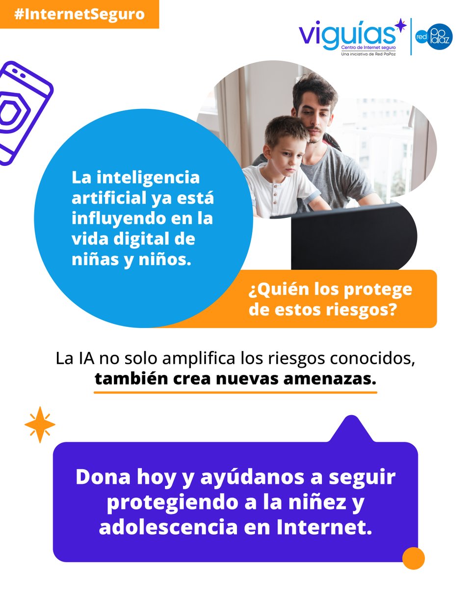 RedPaPaz's tweet photo. En Red PaPaz seguimos trabajando para que niñas, niños y adolescentes puedan disfrutar de entornos digitales más seguros.

¿Quieres hacer parte de la protección de la infancia y la adolescencia en Internet? Dona aquí: https://t.co/rkpftjbYci https://t.co/TBw73Pl242
