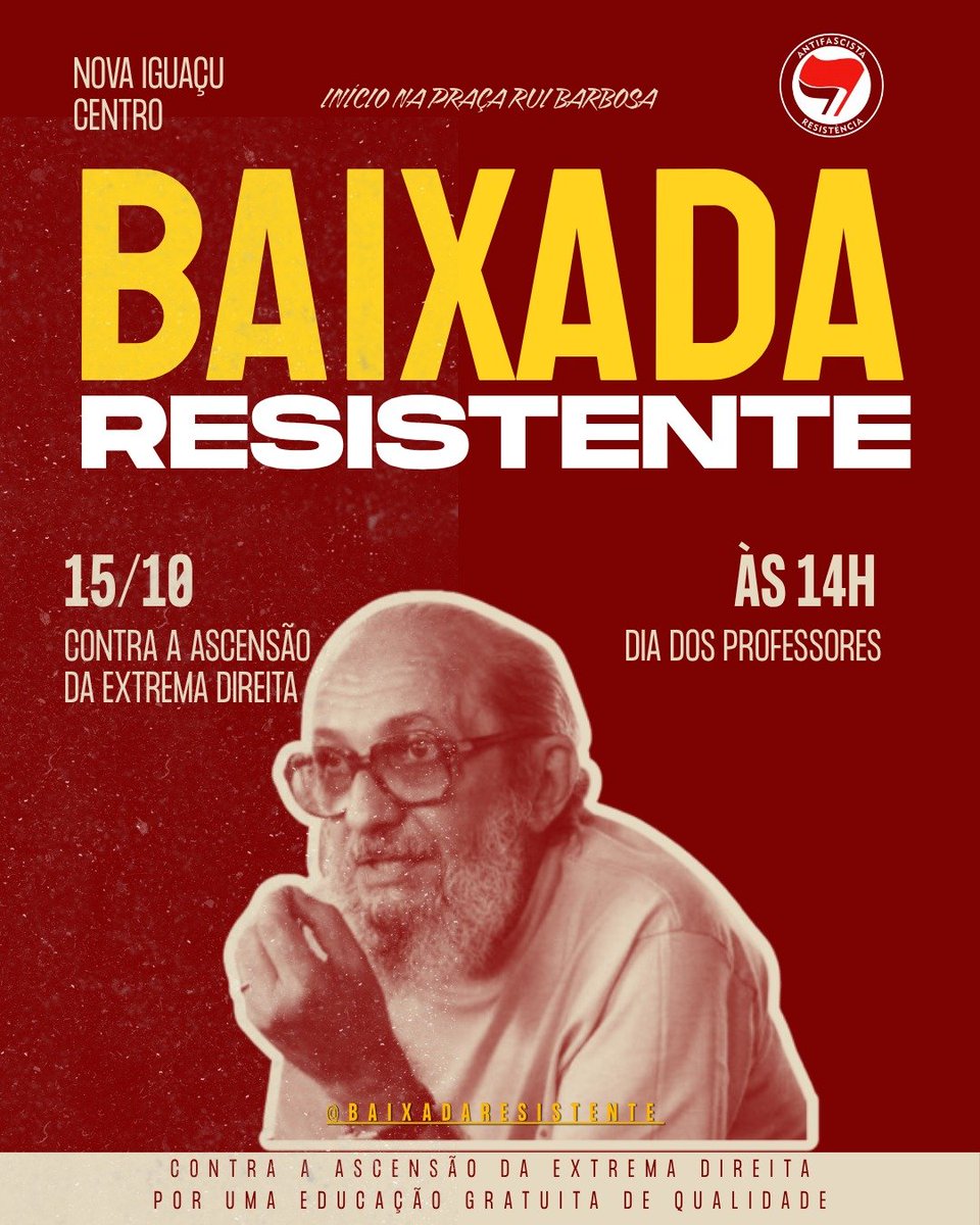 peper0nni_'s tweet photo. ‼️‼️ ATENÇÃO NOVA IGUAÇU 

ATO NOS DIAS DOS PROFESSORES.

LOCAL: PRAÇA RUI BARBOSA

HORÁRIO: ÀS 14:00 !!!

#Lula #Lula13já #RiodeJaneiro #JOVENSSAOREVOLUCAO https://t.co/uLijcWL2BU