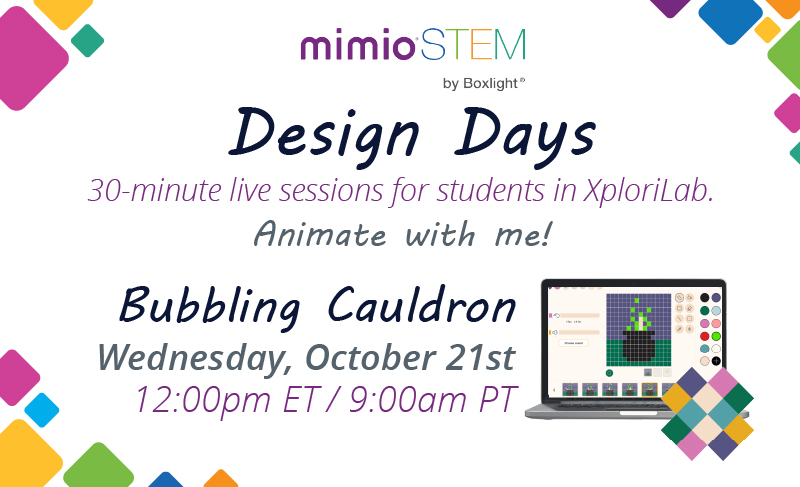 boxlightinc's tweet photo. 🎨✨ Join us for Design Days: Bubbling Cauldron! 

🗓️ Oct 21  
⏰ 12pm ET / 9am PT  

Create a festive pixel animation with Hannah Daniels in XploriLab! 🎃✨!
 
Register here:  
https://t.co/fvadmqjsM3 https://t.co/ntp0xBesMv