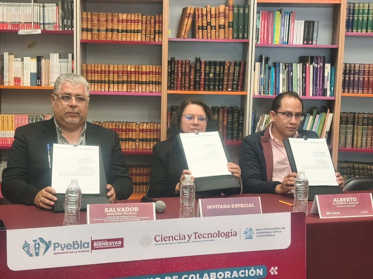 inaoe_mx's tweet photo. Firma de convenio de colaboración entre el #INAOE y la Secretaría de Bienestar y Participación Ciudadana. https://t.co/kt5jcw6f6Y