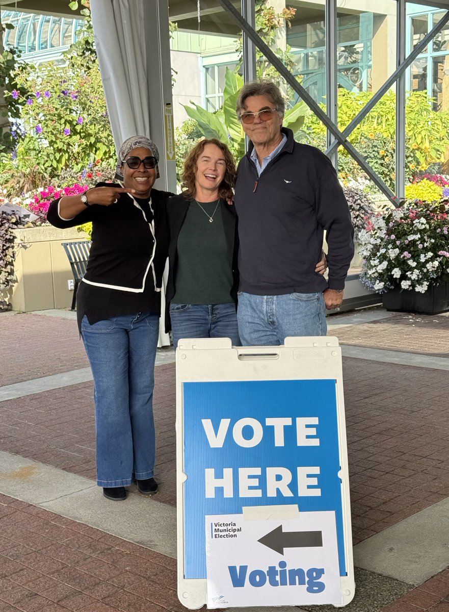 wdbowkett's tweet photo. Well that was a first: voting for myself! 🗳️

Today I cast my ballot with two of the most important people in my life: Olive, one of my oldest friends, who I met more than 30 years ago, and Ian, my partner in life and all adventures.

Seeing my own name on the ballot was quite a moment. Sharing it with these two made it even sweeter. Their love, encouragement and good humour mean the world to me, especially on this latest adventure!

My vote for BOWKETT, WENDY is officially in. #yyjpoli
I’d be honoured to have yours, too. ❤️
Find info on where and when to vote here: https://t.co/C7x20ksInE