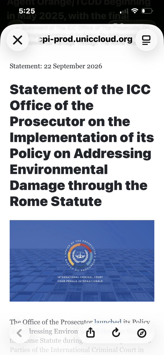 Danni79021355's tweet photo. New ICC Rome Statute implementation 22/9/26

Environmental damage meets crimes against humanity, war crimes &amp; genocide (Ecocide not mentioned)

Direct Quote from ICC 

“numerous communications concerning alleged Rome Statute crimes with an environmental dimension”
🤔 https://t.co/gj0mitpJSZ