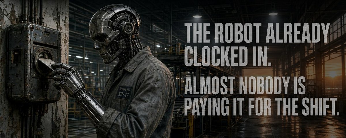 YOU STILL PICTURE A ROBOT WAVING ON A STAGE. RIGHT NOW ONE JUST CLOCKED IN.