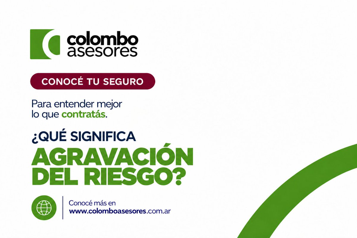 colomboasesores's tweet photo. ¿Qué significa agravación del riesgo?
Es un cambio que aumenta el riesgo originalmente declarado al contratar el seguro.
Si ocurre una modificación relevante, es importante informarla a la aseguradora.
Conocé tu seguro.  https://t.co/8SldLzN7uX https://t.co/lCR9BpWrfp