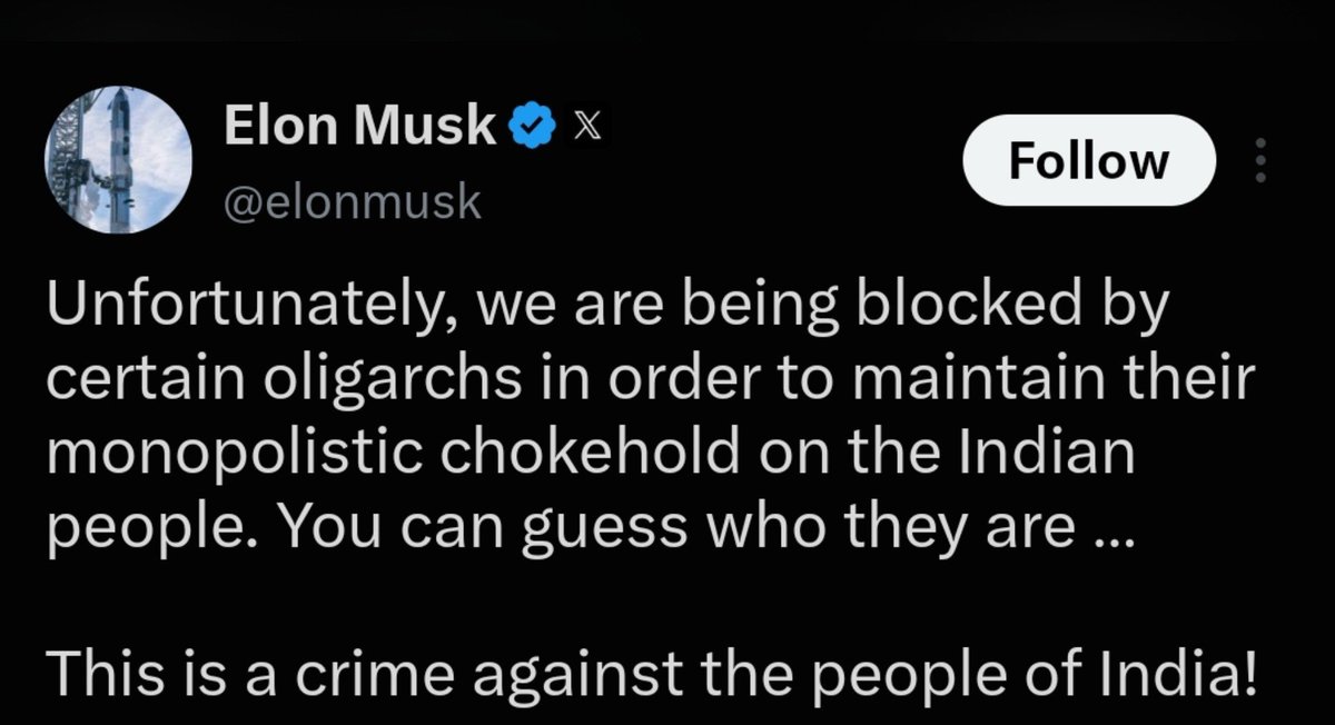PRITHVIJIT05's tweet photo. 🚨🇮🇳
You are using your platform to facilitate and amplify r**cism against Indians. I have been using Twitter since long before you took over, and back then, there was no comparable sense that anti-Indian racism was being deliberately promoted or amplified. 

Today, however, it increasingly feels as though X is providing a platform for, and at times even amplifying, anti-India rhetoric. We are not going to tolerate that.

You cannot use your platform to promote racism against Indians while simultaneously expecting Indians to embrace Starlink. 

That simply isn’t going to happen. We will not be manipulated by this kind of propaganda, nor will we compromise on India’s sovereignty or interests

 Starlink should not expect to gain acceptance in India under any circumstances.
.
.
.
.
#ElonMusk #Starlink #India #X #Twitter #SpaceX #Elon #America #USA #Indian #Indians #IndiaFirst #MakeInIndia #DigitalIndia #IndiaNews #IndianNews #IndiaVsUSA #USIndia #IndiaUSA #Tech #Technology #SatelliteInternet #Internet #Telecom #Geopolitics #Sovereignty #IndianSovereignty #India2026