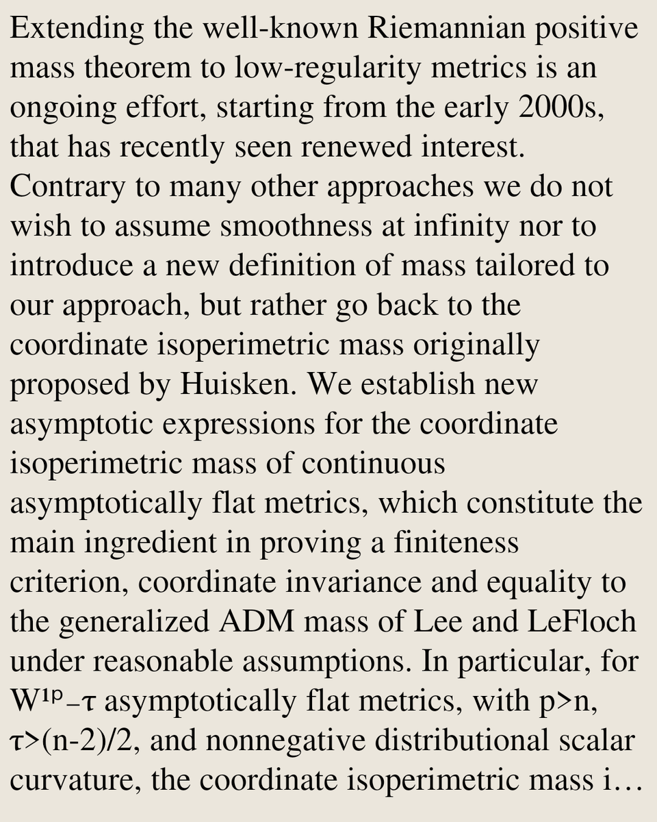 GeometryPapers's tweet photo. Coordinate isoperimetric mass and a positive mass theorem for distributional scalar curvature

Melanie Graf, Eduardo Hafemann
https://t.co/pzJ0VPgcud [𝚖𝚊𝚝𝚑.𝙳𝙶] https://t.co/Ni3BeX4cSg