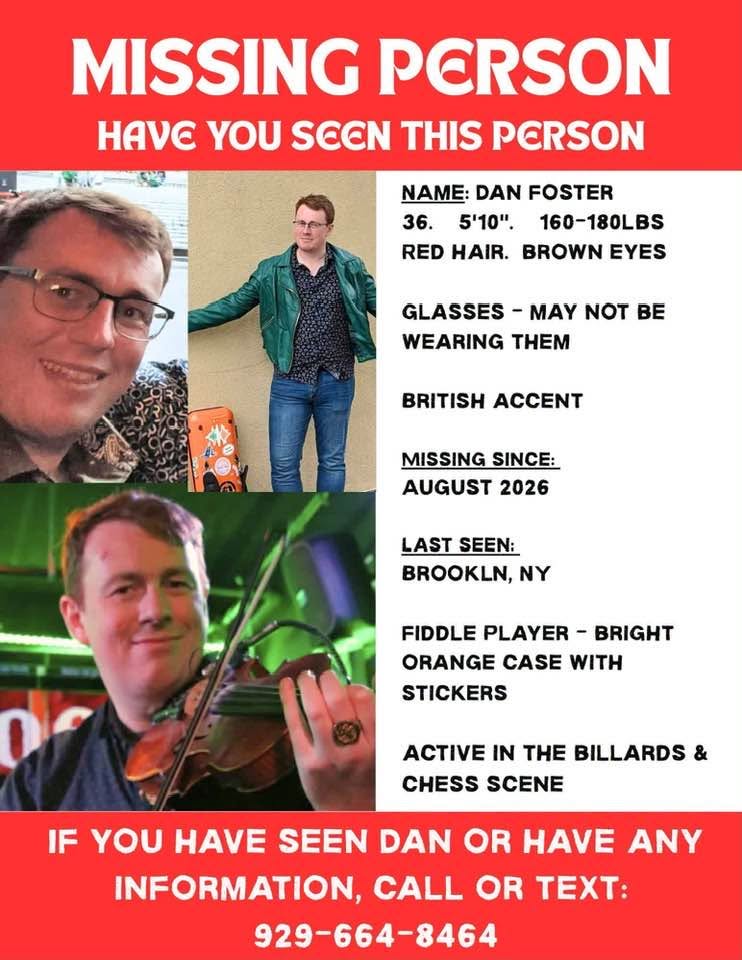adamrsweet_'s tweet photo. Fiddlers, be on the look out for Dan Foster.  He's been missing since August.  His parents are worried sick. https://t.co/7p0vaEC54L
