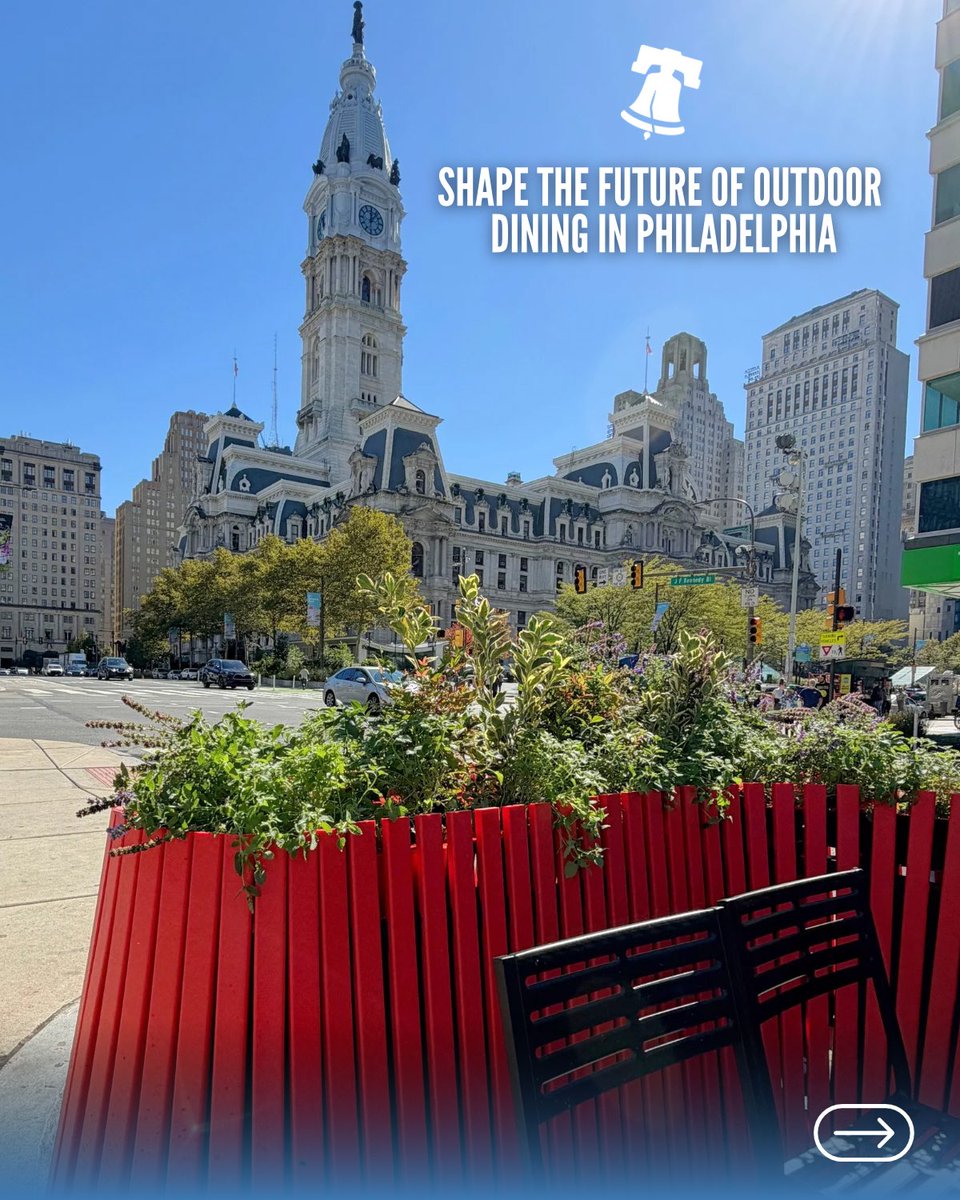 PhiladelphiaGov's tweet photo. 🍴When dining outdoors at a Philly restaurant, what would you want your streetery experience to feel like? 

@phillymayor and @phlcommerce want to hear from you! https://t.co/wPtD3Xcts4