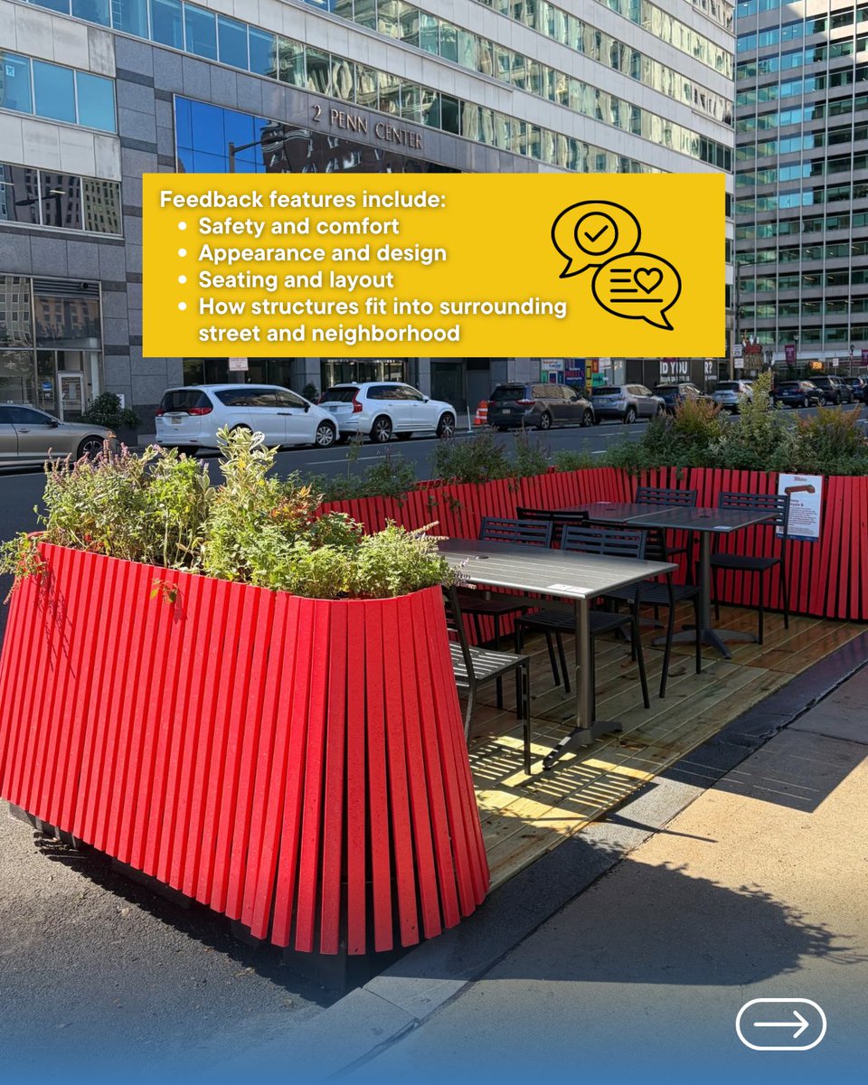 PhiladelphiaGov's tweet photo. From now until November 23, check out the new streetery prototypes installed at @LOVEParkPhilly where the you can see the designs, have a meal, and share your feedback with the city.

Learn more about Dine Outdoors at https://t.co/HYPZptuSdH https://t.co/XKpZTtFafz